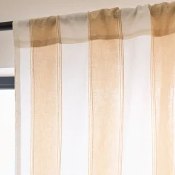 alinea Rideau*Rideau passe-tringle en lin et coton à rayures 140x250cm - écru Blanc