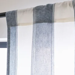 alinea Rideau*Rideau passe-tringle en lin et coton à rayures 140x250cm - Bleu