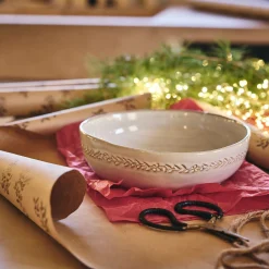 alinea Plat De Service Et Saladier|Assiette De Noël*Saladier à motif végétal en grès D26cm - alpilles Beige