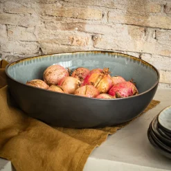 alinea Plat De Service Et Saladier|Assiette De Noël*Saladier en grès émail réactif D33cm - Gris