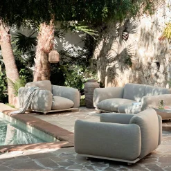 alinea Salon De Jardin Design|Salon De Jardin Bas*Salon de jardin en acier et coussins en tissu - sable (4 places) Beige