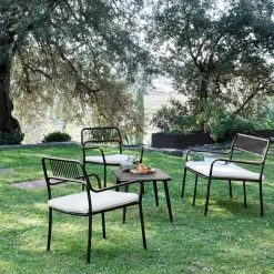 alinea Salon De Jardin Bas*Salon de jardin en acier - noir (4 places)