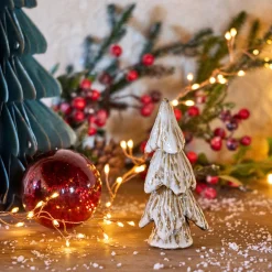 alinea Petit Sapin De Noël|Objet Décoratif De Noël*Sapin décoratif à poser en porcelaine - Beige