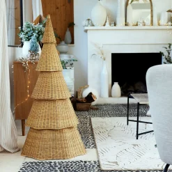 alinea Grand Sapin De Noël*Sapin de Noël en rotin D61xH123cm - Naturel