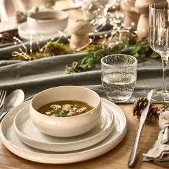 alinea Assiette De Noël*Service de vaisselle en grès moucheté - Blanc