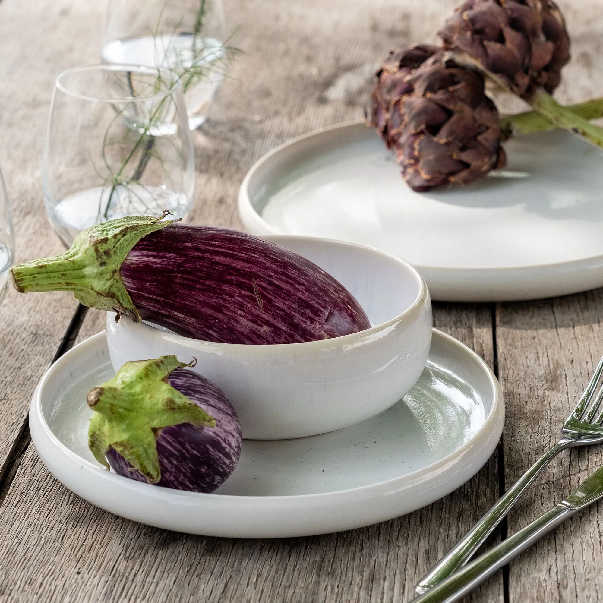 alinea Assiette De Noël*Service de vaisselle en grès moucheté - Blanc