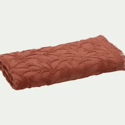 alinea Serviette De Toilette*Serviette de toilette en coton motif floral 50x100cm - terracotta Rouge