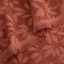 alinea Serviette De Toilette*Serviette de toilette en coton motif floral 50x100cm - terracotta Rouge
