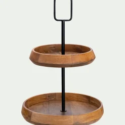 alinea Aménagement Meuble Cuisine|Plateau*Serviteur 2 étages en bois de manguier H47cm - Bois clair