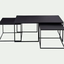 alinea Bout De Canapé|Table Basse*Set de 3 tables basses gigognes en angle en métal - Noir