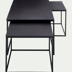 alinea Bout De Canapé|Table Basse*Set de 3 tables basses gigognes en angle en métal - Noir