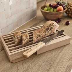 alinea Planche À Découper*Set de planche à pain et couteau en bois de hêtre - Naturel