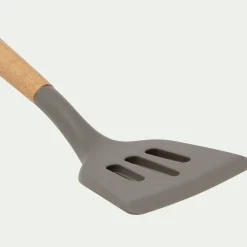alinea Ustensile De Cuisine|Couvert De Service*Spatule plate ajourée en bois et silicone - brun terre ombre