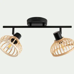 alinea Spot*Spot double en acier et bambou - H15,6xL43,8cm Noir
