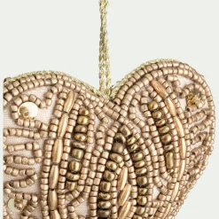 alinea Suspension De Noël*Suspension de Noël coeur en perles H10cm - Doré