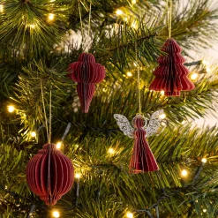 alinea Suspension De Noël*Suspension de Noël en papier H6cm - (modèle aléatoire) Rouge