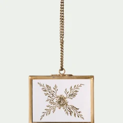 alinea Suspension De Noël*Suspension de Noël en verre et laiton avec fleurs séchées forme rectangulaire H5,50cm - Doré