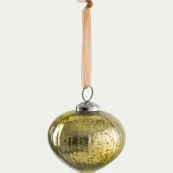 alinea Suspension De Noël*Suspension de Noël en verre forme goutte D9cm - Vert