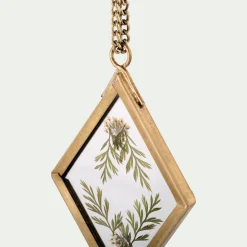 alinea Suspension De Noël*Suspension de Noël en verre et laiton avec fleurs séchées H5cm - Doré