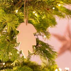 alinea Suspension De Noël*Suspension de Noël feuille en grès H11,43cm - Blanc