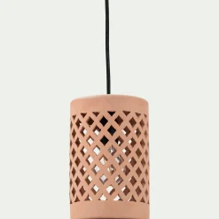 alinea Luminaire Exterieur|Lampe Et Lampadaire D'Extérieur*Suspension extérieure cylindrique ajourée en terre cuite - argile D15cm Rose