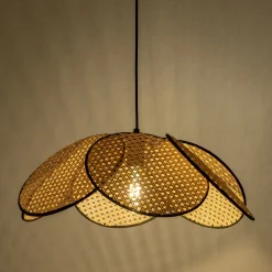 alinea Lustre De Salle À Manger|Suspension Naturelle*Suspension fleur électrifiée E27 en rotin D60cm - Naturel