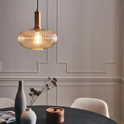 alinea Lustre De Salle À Manger|Lustre*Suspension électrifié en métal et verre D30cm - Doré