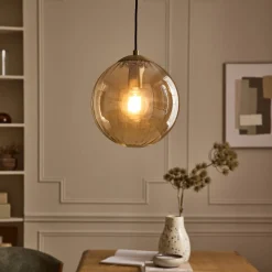 alinea Suspension Électrifiée*Suspension électrifié en verre et acier D25cm - Marron