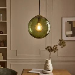alinea Suspension Électrifiée*Suspension électrifié en verre et acier D25cm - Vert