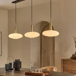 alinea Suspension Électrifiée*Suspension électrifiée à 3 globes en verre opalin H70cm - Blanc