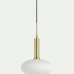 alinea Suspension Électrifiée*Suspension électrifiée à 3 globes en verre opalin H70cm - Blanc