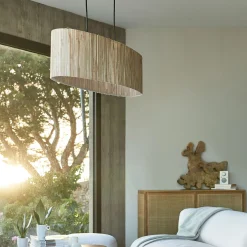 alinea Lustre De Salle À Manger|Suspension Naturelle*Suspension électrifiée 2 ampoules en acier et algues H120cm - Naturel
