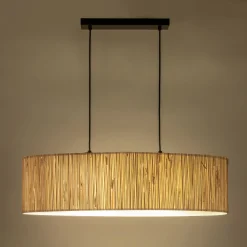 alinea Lustre De Salle À Manger|Suspension Naturelle*Suspension électrifiée 2 ampoules en acier et algues H120cm - Naturel
