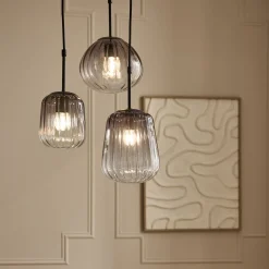 alinea Suspension Électrifiée*Suspension électrifiée avec 3 lampes en verre - Gris