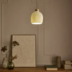 alinea Suspension Électrifiée*Suspension électrifiée en porcelaine striée D14,8cm - Blanc