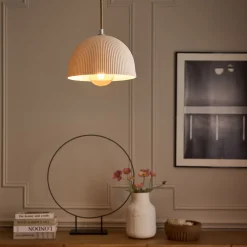 alinea Suspension Électrifiée*Suspension électrifiée en porcelaine striée D24cm - Blanc
