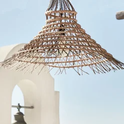 alinea Lustre De Salle À Manger|Lustre*Suspension électrifiée fait main E27 en palmier D50cm - Naturel