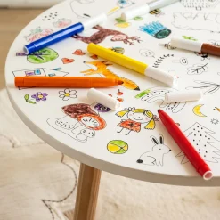 alinea Table Et Chaise Enfant*Table à colorier D50xH41,6cm - Blanc