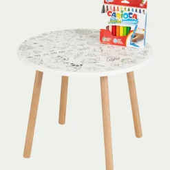 alinea Table Et Chaise Enfant*Table à colorier D50xH41,6cm - Blanc