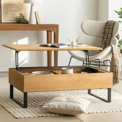 alinea Table Basse*Table basse avec plateau relevable en bois L110cm - Bois clair