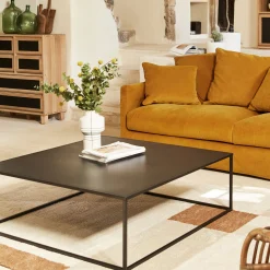 alinea Table Basse*Table basse carrée en métal - 100x100cm Noir
