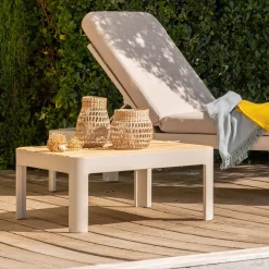 alinea Table Basse Exterieur|Salon De Jardin Modulable*Table basse de jardin carrée en teck et aluminium - Beige