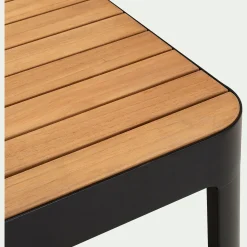 alinea Table Basse Exterieur|Salon De Jardin Modulable*Table basse de jardin carrée en teck et aluminium - noir