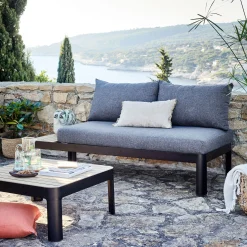 alinea Table Basse Exterieur|Salon De Jardin Modulable*Table basse de jardin carrée en teck et aluminium - noir
