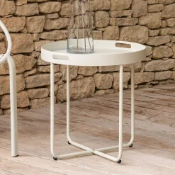 alinea Table Basse Exterieur*Table basse de jardin ronde en acier - Beige roucas