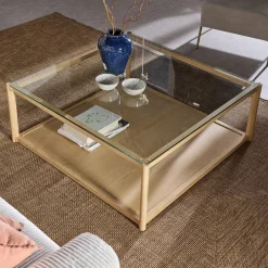 alinea Table Basse*Table basse en chêne et verre L92x92cm - Bois clair