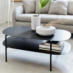 alinea Table Basse*Table basse en métal forme organique asymétrique - L112xH40cm Noir