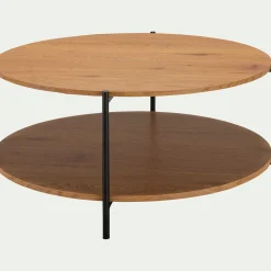 alinea Table Basse*Table basse ronde en bois et acier - Bois clair