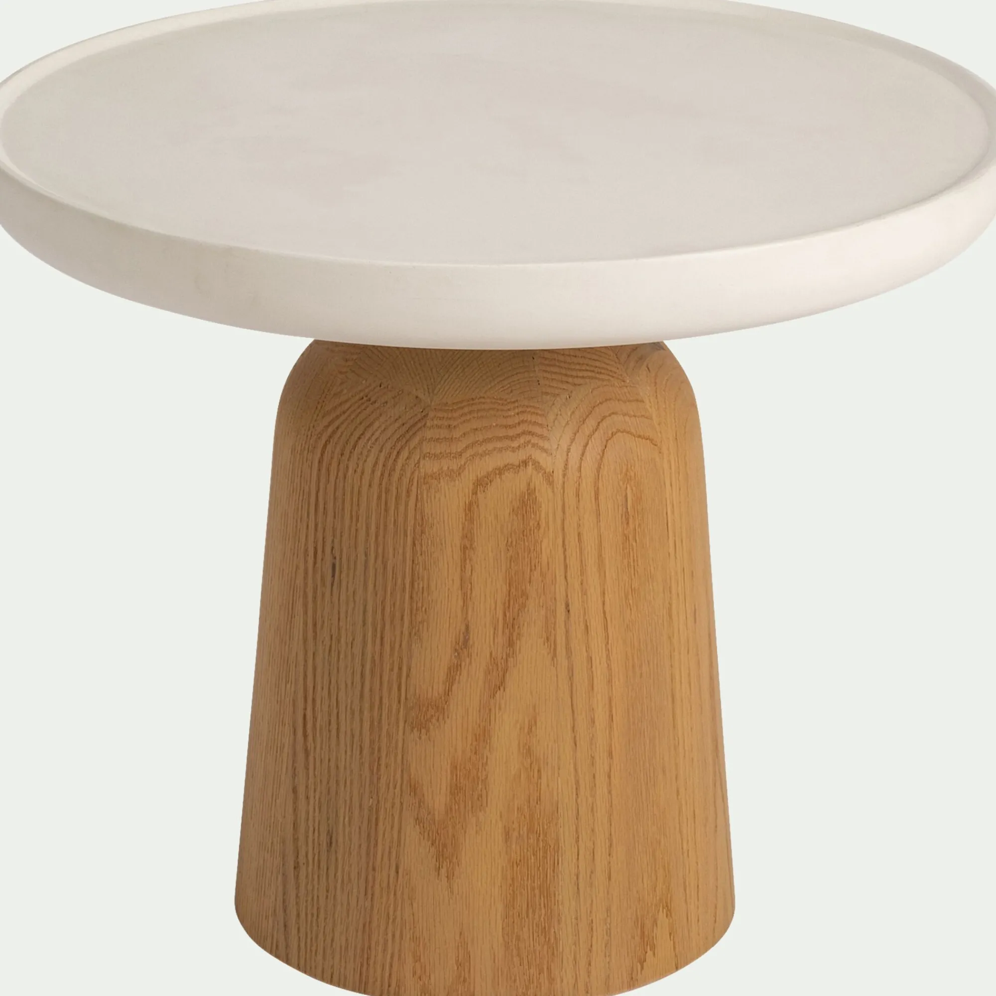 alinea Table Basse*Table basse ronde en chêne et béton - écru Blanc