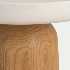 alinea Table Basse*Table basse ronde en chêne et béton - écru Blanc